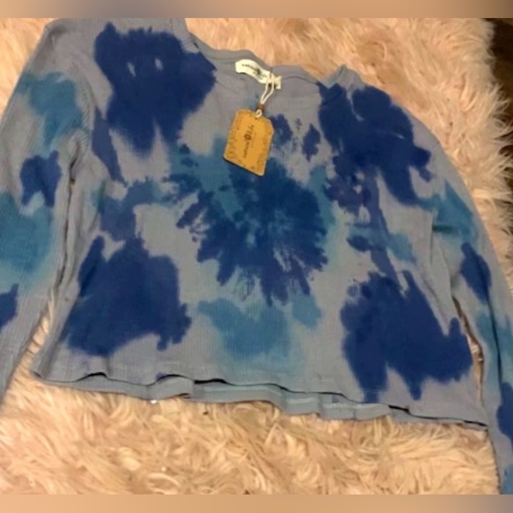 NATURAL LIFE Tie Dye Top, Bought at Boutique for $42, Blue & White, Small,  NWT